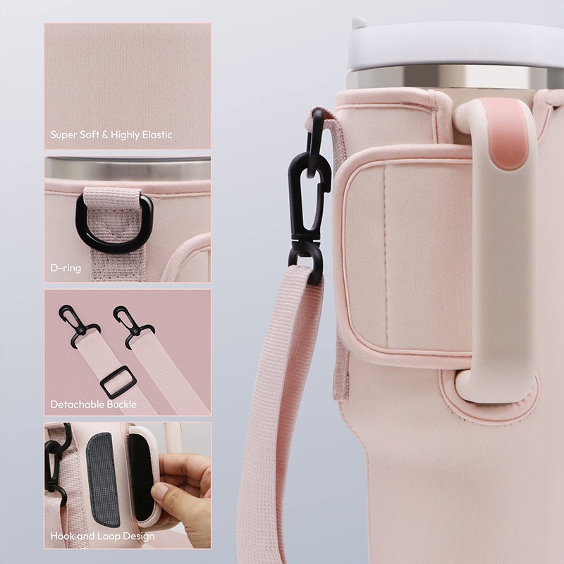 Giá Đỡ Bình Nước Thủy Tinh 40 oz Có Quai Đeo Tùy Chỉnh Tiện Dụng
