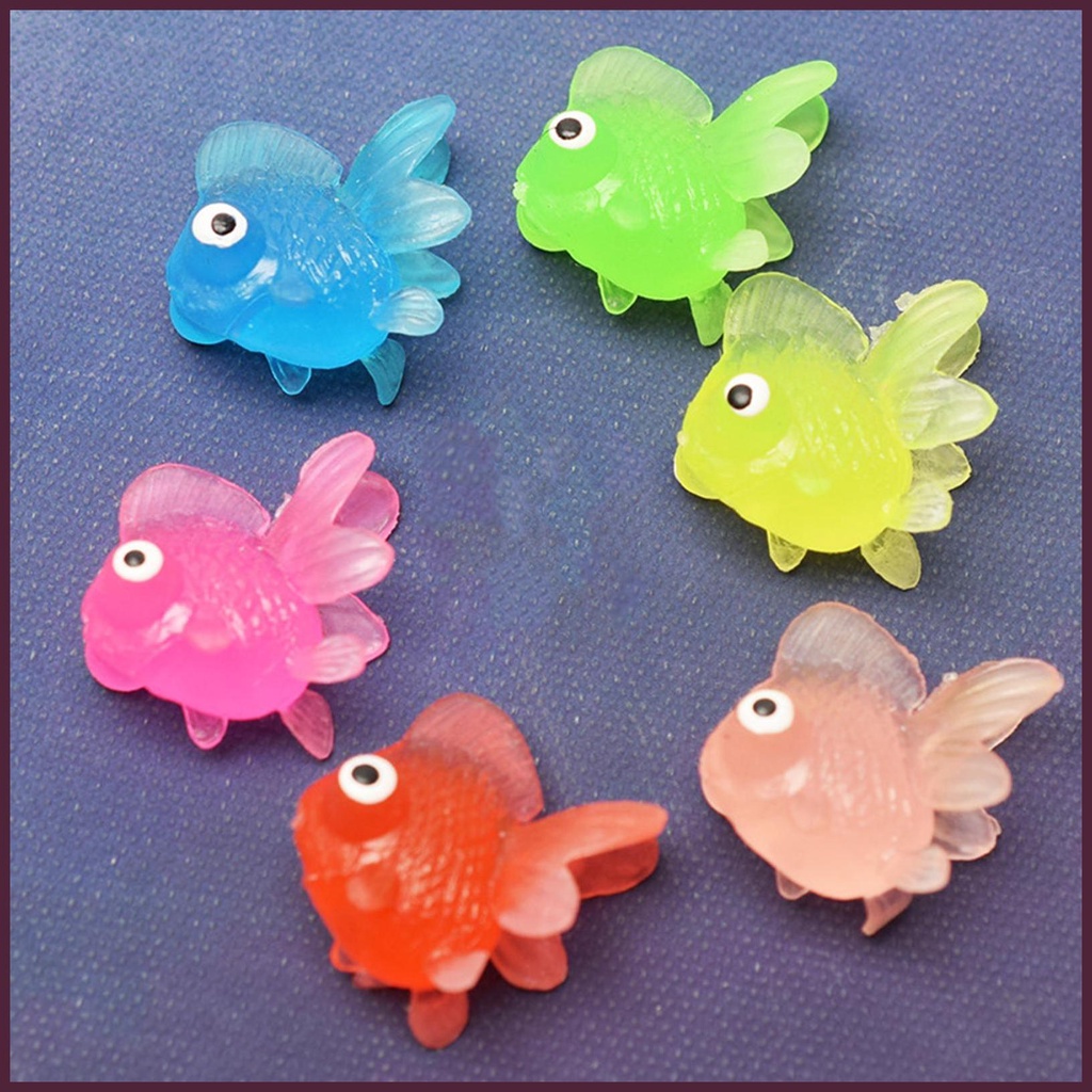Set 10 Tượng Cá Vàng Mini Nhân Tạo Bằng Nhựa Mềm Trang Trí