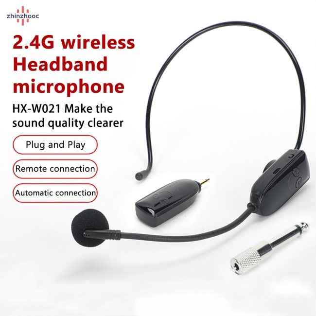 Micro Không Dây 2.4g Gắn Đầu Dùng Cho Giáo Viên Dạy Học Kèm Bộ Nhận Tín Hiệu