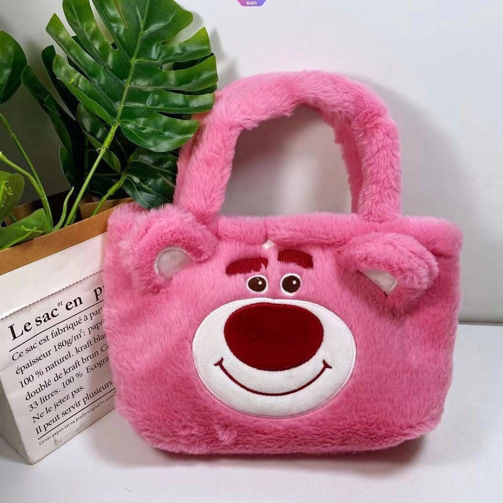 SANRIO Túi Tote Xách Tay Bằng Lông Nhung Hình Gấu Pooh / Stitch / Gấu Pooh / Thỏ StellaLou Dễ Thương Cho Nữ [RAIN]