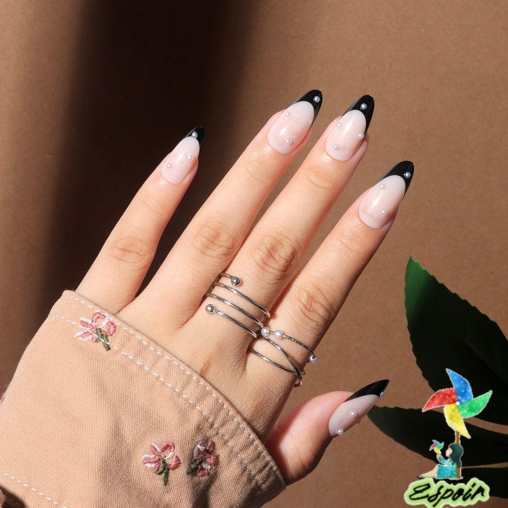 ESPO Bộ 24 Móng Tay Giả Che Phủ Toàn Diện Đính Hạt Giả Kim Cương DIY