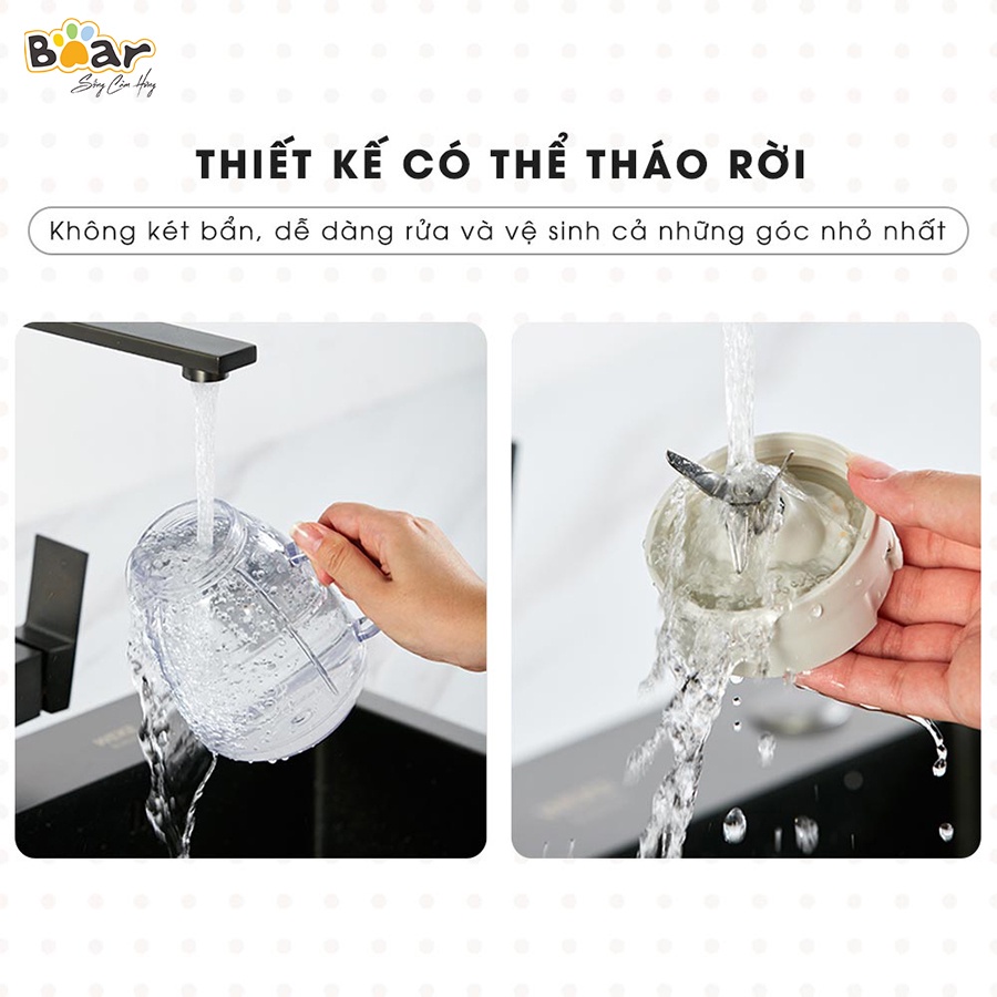 Máy Xay Sinh Tố Cầm Tay Bear, Xay Hoa Quả Công Suất Lớn, Chất Liệu An Toàn LLJ-D04A1 - Hàng Chính Hãng
