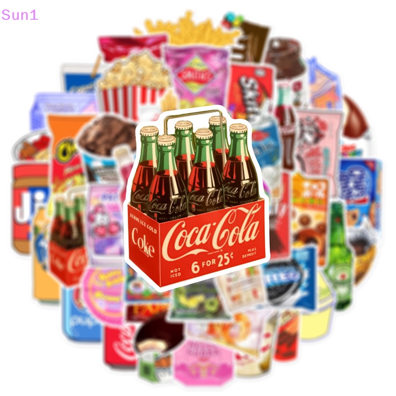 Sun1 &gt; 50 Nhãn Dán Trang Trí Xe Hơi / Xe Máy / Điện Thoại Chống Nước Họa Tiết Thức Ăn / Sữa Dễ Thương Cho Bé