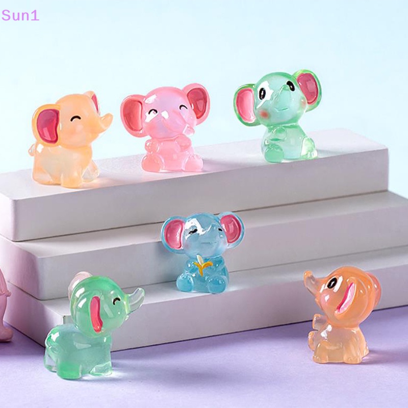 Set 2 Tượng Voi Mini Bằng Nhựa Resin Dạ Quang Để Bàn Trang Trí Nội Thất Xe Hơi