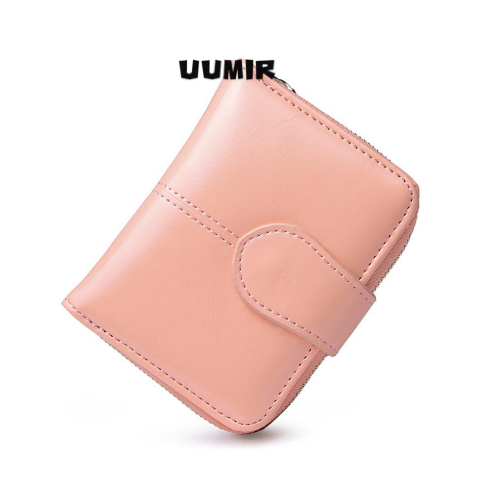 UUMIR Ví Tiền / Thẻ Bằng Da Pu Màu Trơn Có Khóa Kéo Thời Trang Cho Nữ