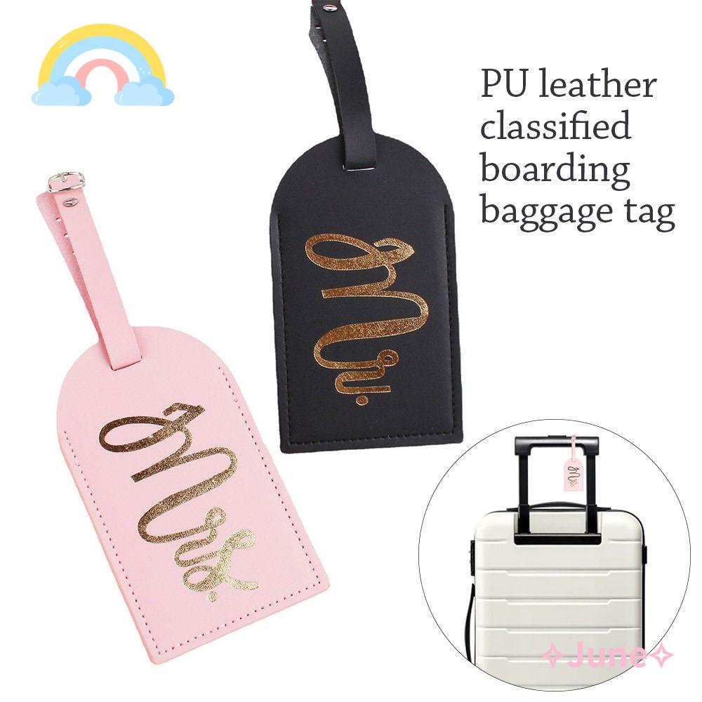 JUNE Bộ 2 Thẻ Da Đánh Dấu Ghi Thông Tin Mr &amp; Mrs Gắn Hành Lý