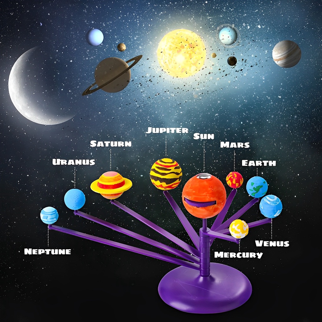 DIY SOLAR SYSTEM PROJECTOR SOUND VOICE STEAM KIDS TOY ASTRONOMY SCIENCE EDUCATIONAL PLANET MODEL