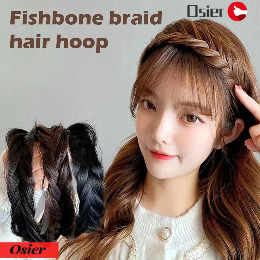 OSIER1 Phụ Kiện Kẹp Tóc Bện Bằng Vải Dệt Hình Xương Cá Cổ Điển