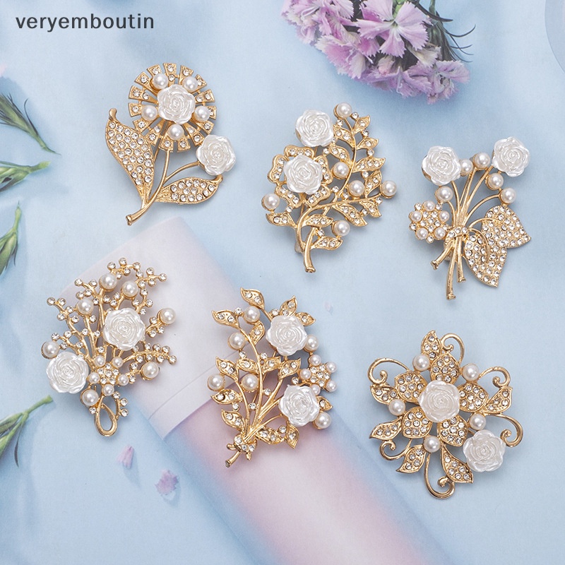 Ghim Cài Áo Hình Hoa Đính Đá &amp; Ngọc Trai Chống Ánh Sáng Thời Trang Cho Nữ