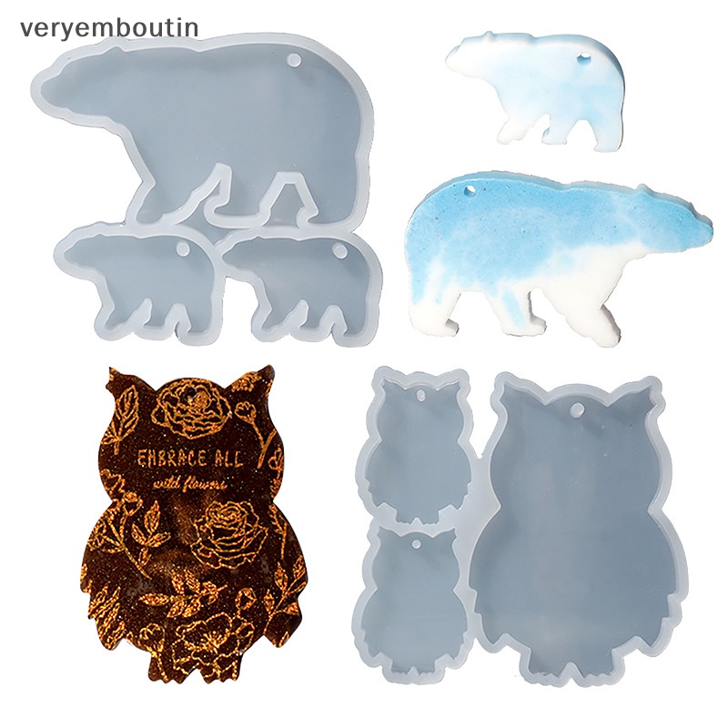 Khuôn Silicone Làm Mặt Dây Chuyền / Móc Khóa Hình Cú / Gấu Bằng Resin Độc Đáo DIY