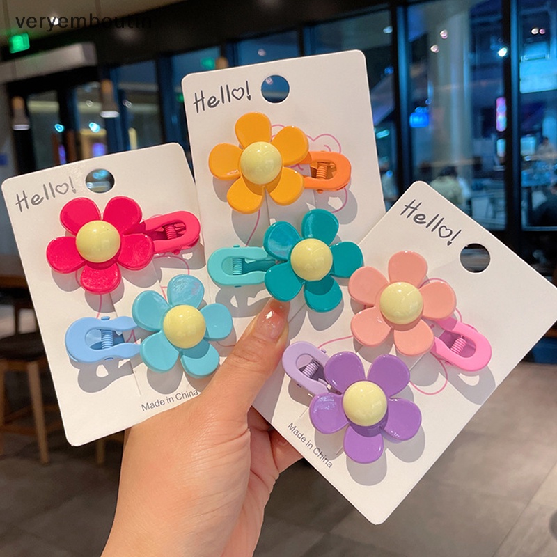 Bộ 2 Kẹp Tóc Hình Hoa Nhiều Màu Sắc Ngọt Ngào Thời Trang Cho Nữ