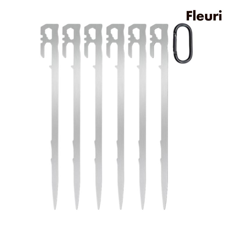 Bộ 6 Cọc Dựng Lều 25cm Đầu Phẳng Đa Năng Kèm Móc Tiện Dụng Mang Theo Cắm Trại / Tuyết