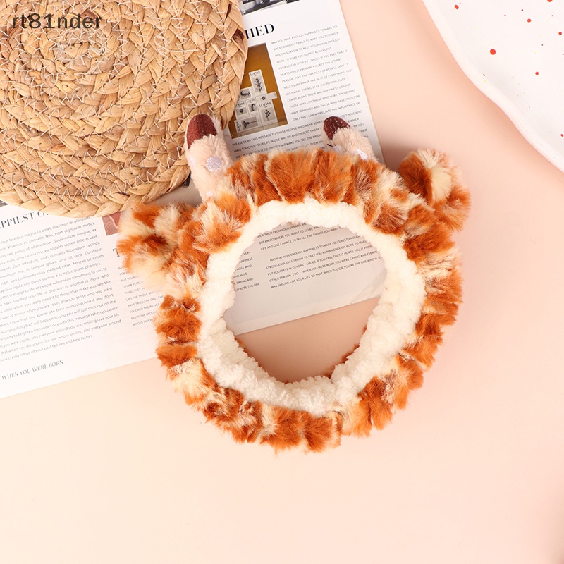 Băng Đô Tai Hươu Cao Cổ Bằng Vải Flannel Mềm Mại Dành Cho Nữ Rửa Mặt