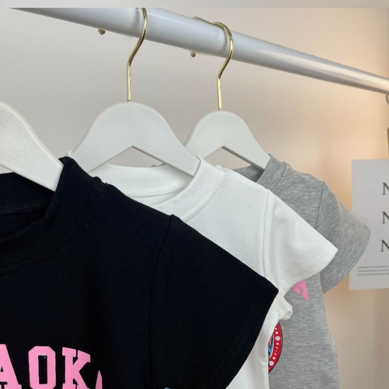 Áo Thun Tay Ngắn Cổ Tròn Thời Trang Mùa Hè 2023 Dành Cho Bé Gái