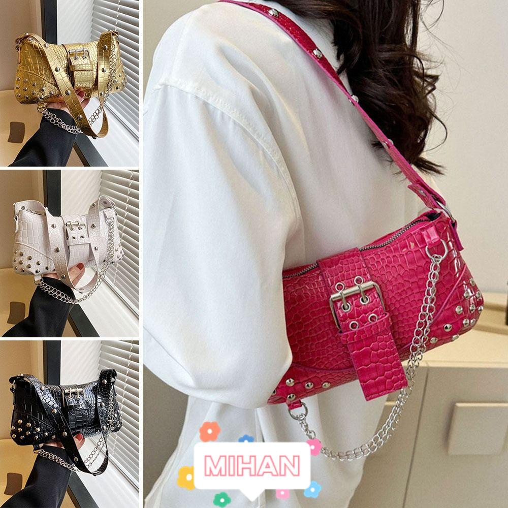MIHAN1 Túi Đeo Vai Đính Đinh Tán Thời Trang Cho Nữ