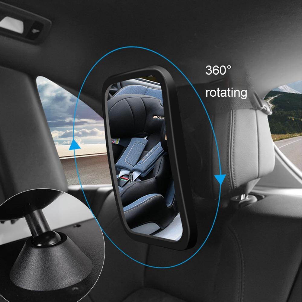 WTTLE Màn Hình Gương Chiếu Hậu Góc Rộng Xoay 360 Độ Điều Chỉnh Được An Toàn Cho Ghế Sau Xe Hơi