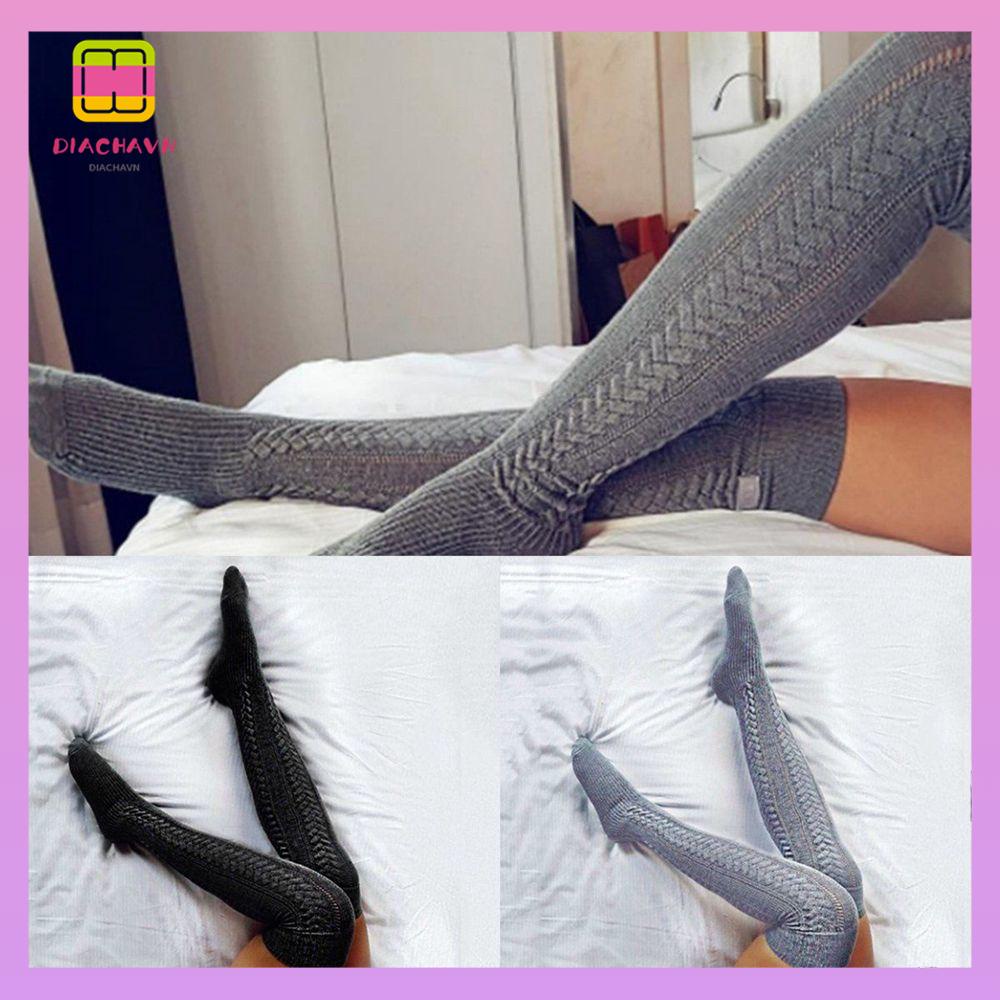 DIACHAVN Vớ Dài Qua Gối Giữ Ấm Thời Trang Cho Nữ
