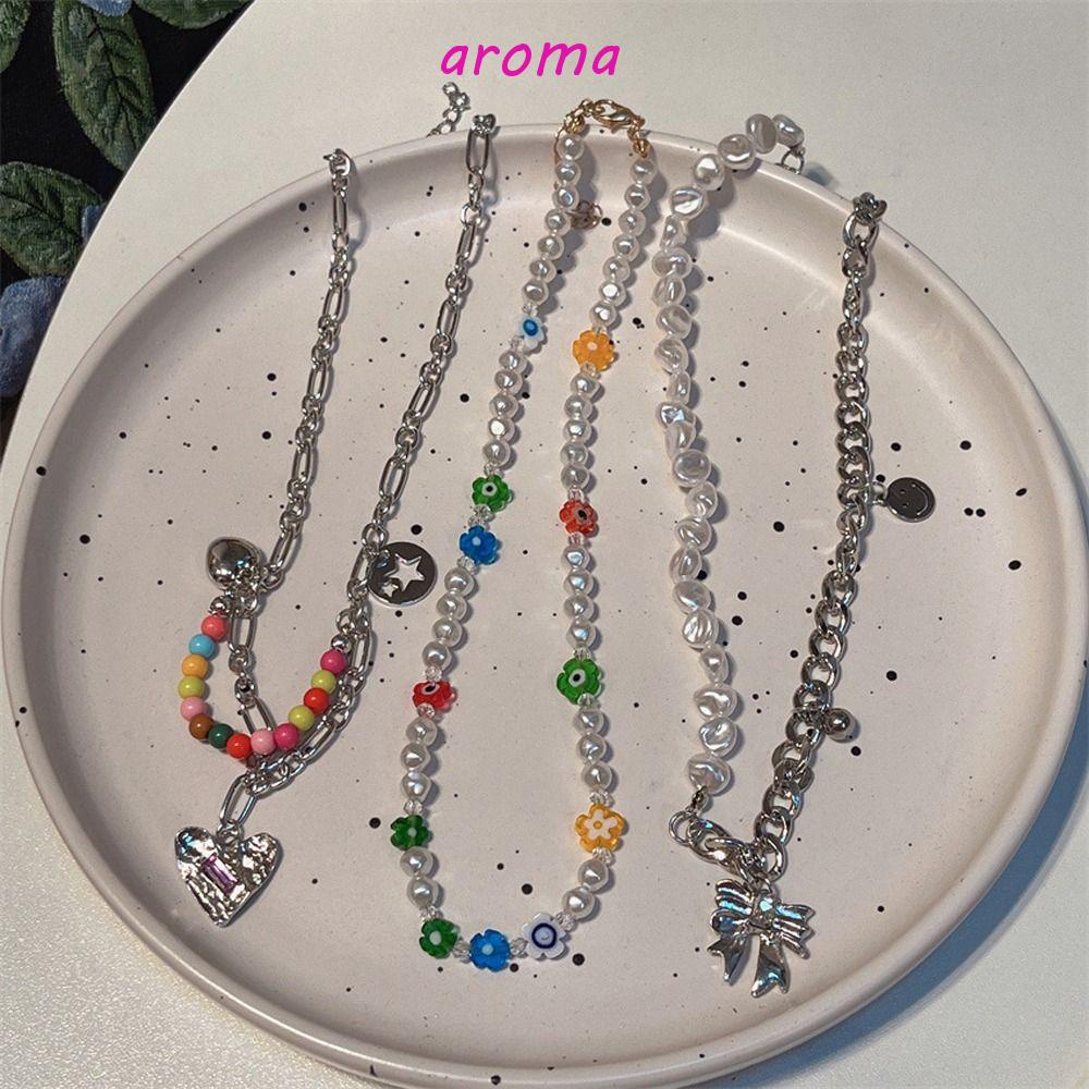 AROMA Vòng Cổ Choker Y2K Mặt Hình Trái Tim Đơn Giản Cho Nữ