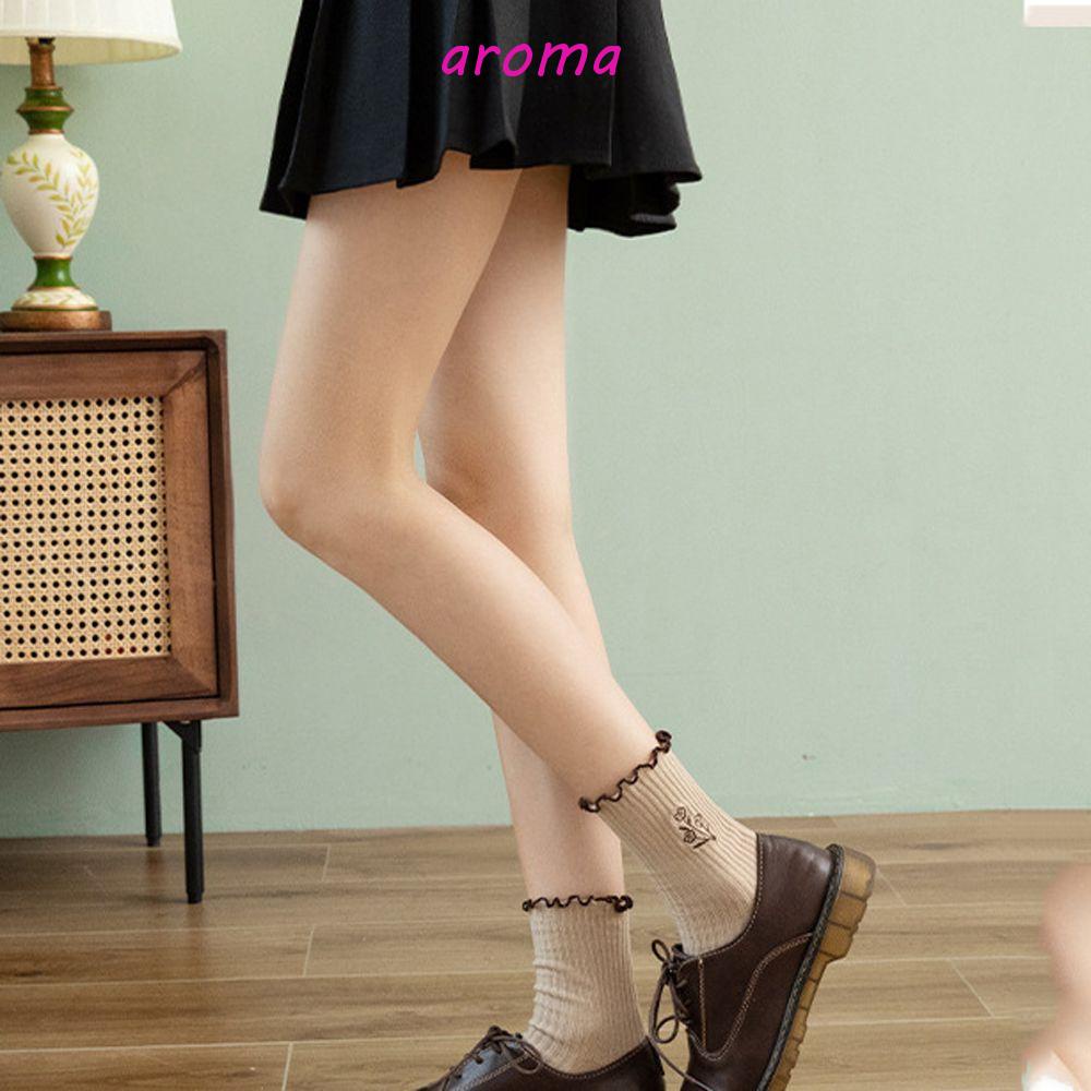 AROMA Tất Chân Thêu Hoa Thời Trang Thu Đông