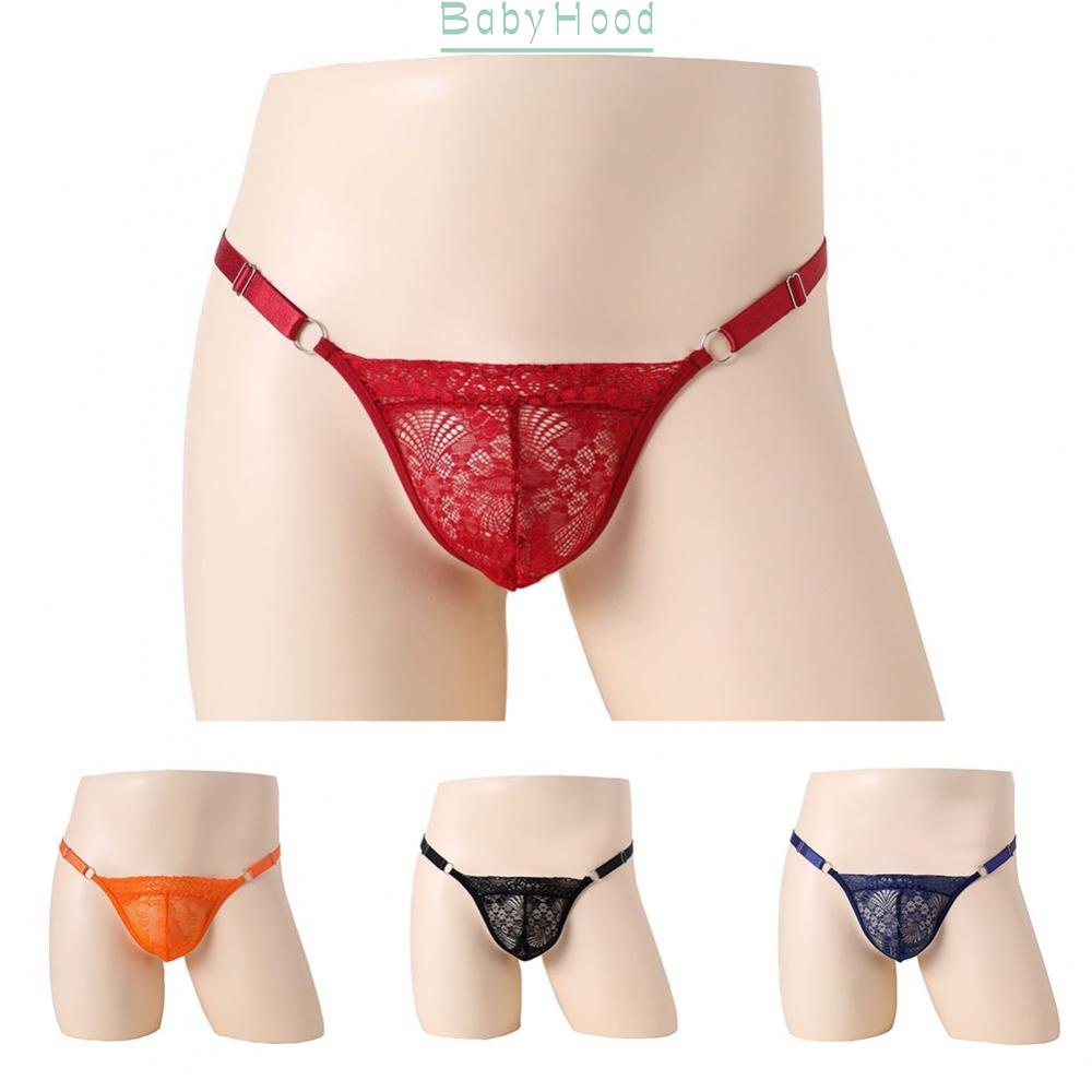 Men Lace Thongs Briefs Bulge Pouch G-String Lace Low Waist See-through#BBHOOD