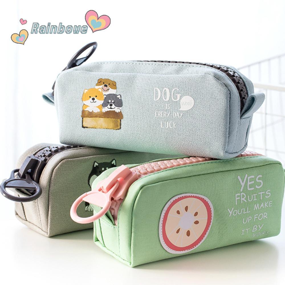 RAINBOW Túi Đựng Bút / Đồ Trang Điểm Cỡ Lớn Có Khóa Kéo In Hoạt Hình Dễ Thương Cho Bé