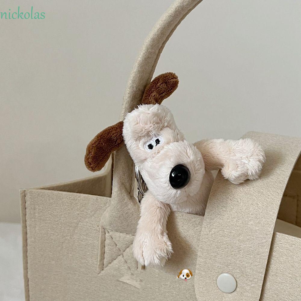 NICKOLAS Móc Khóa Hình Chú Chó Nhồi Bông Bằng Cotton PP Phong Cách Hàn Quốc Giá Đỡ