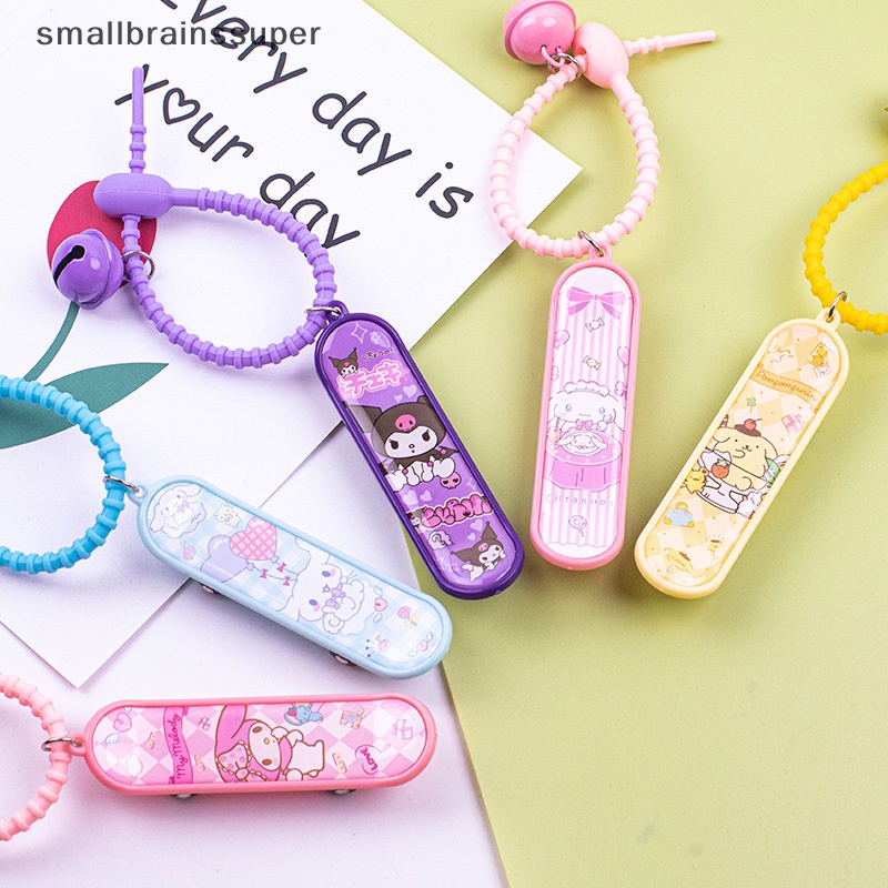 Móc Khóa Ván Trượt Nhỏ Mặt Hoạt Hình Hello Kitty Kuromi My Melody Có Chuông Sanrio Dễ Thương Trang Trí Ba Lô SBS