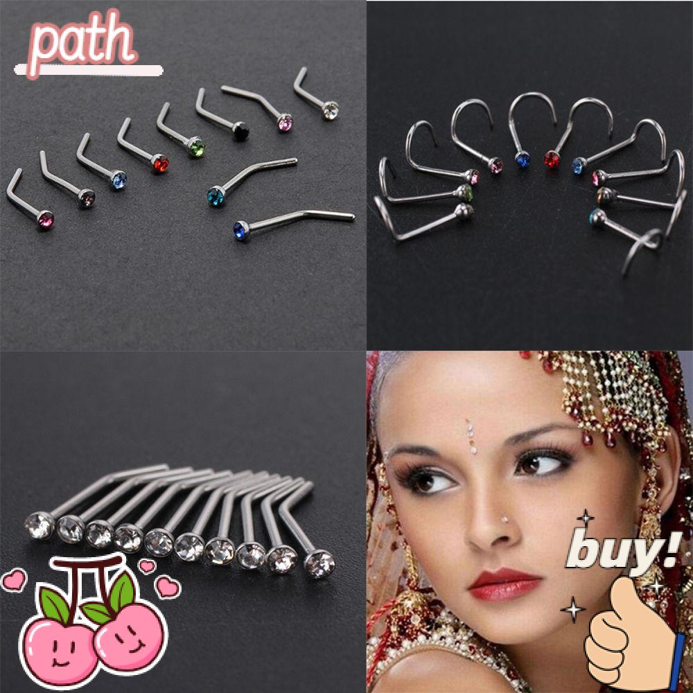 PATH Set 10 Khuyên Mũi Đính Đá Pha Lê Mỏng Kiểu Dáng Mới