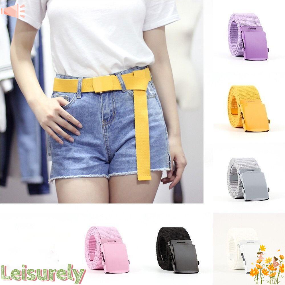 LEILY Thắt Lưng Vải Canvas Màu Sắc Đơn Giản Co Giãn Tốt Thời Trang Cho Nam Và Nữ