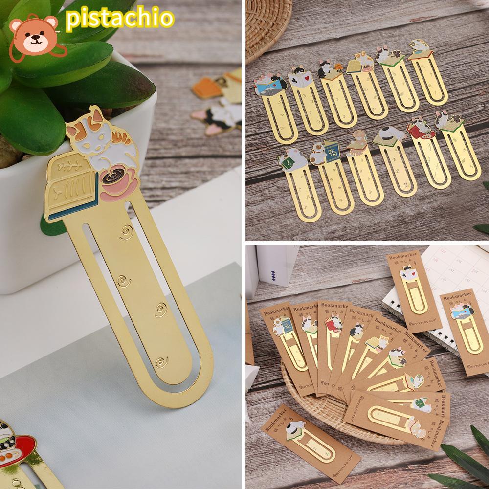 PISTA Thẻ Đánh Dấu Trang Sách Bằng Kim Loại Họa Tiết Hoạt