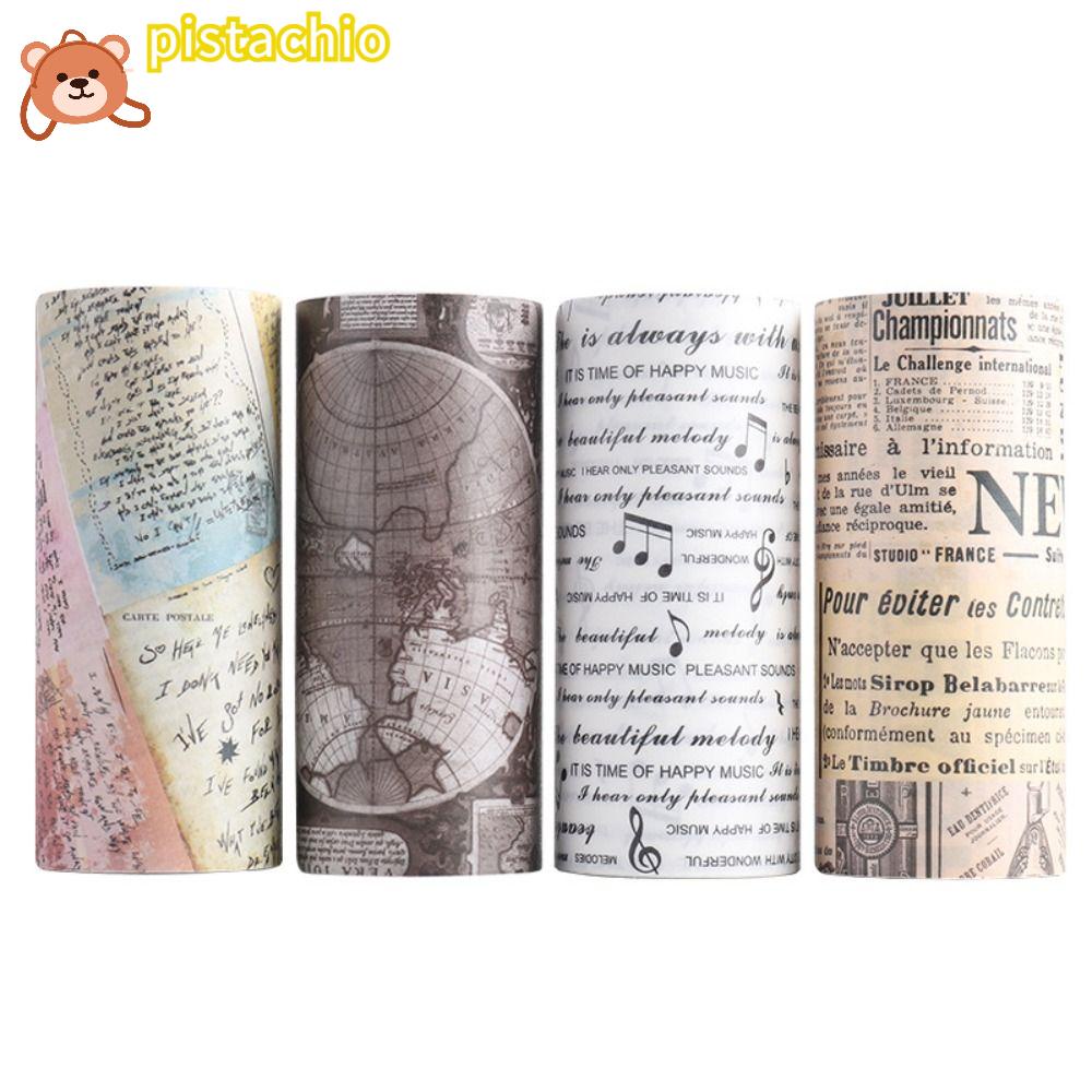 PISTA Set 4 Cuộn Băng Keo Dán Trang Trí Sổ Tay DIY Đơn Giản Xinh Xắn