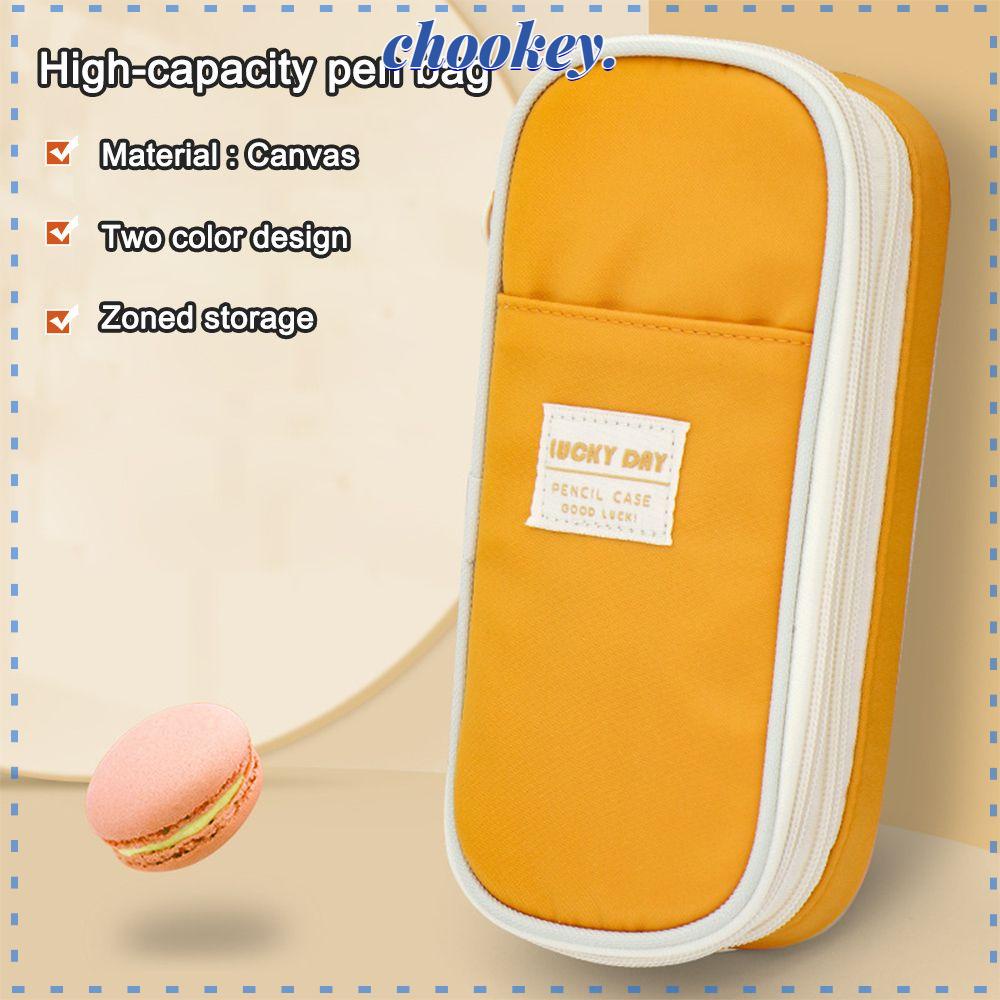 CHOOKEY Túi Đựng Bút Bằng Vải Canvas Dễ Thương Sức Chứa Lớn
