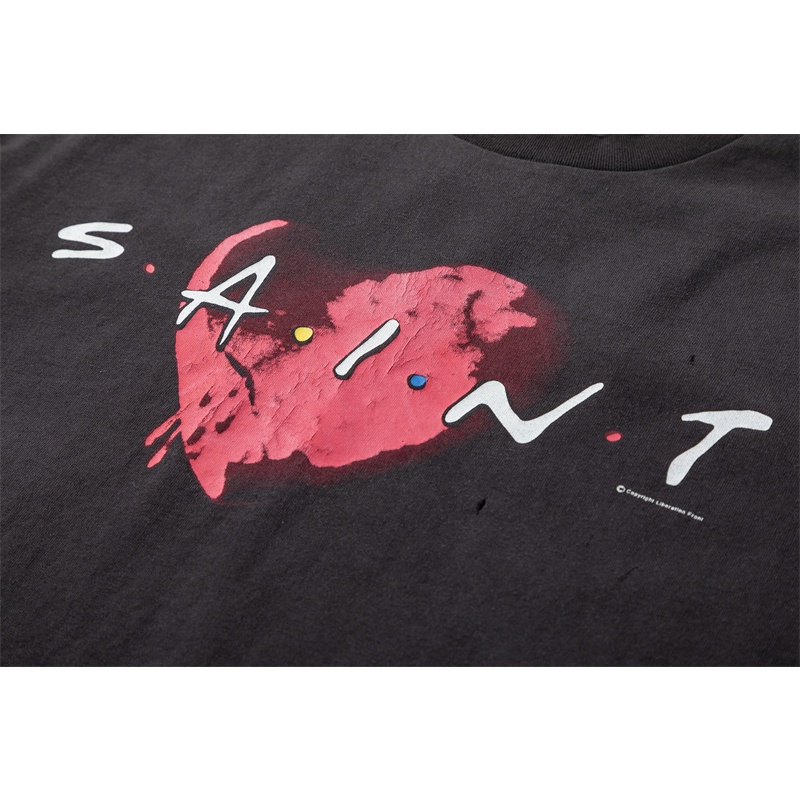 Áo Thun Tay Ngắn Chất Liệu Cotton In Họa Tiết Trái Tim SAI554NT Plus Size Cho Nam Nữ