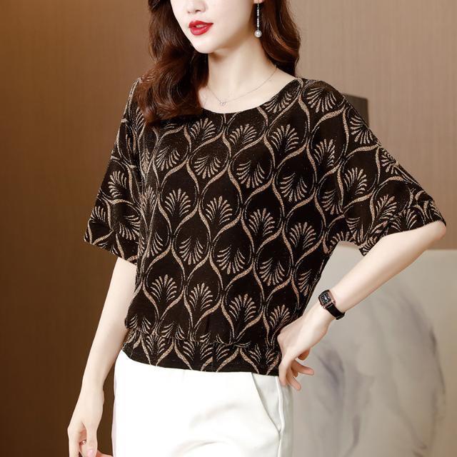 Áo Thun Tay Ngắn Dáng Rộng Bằng Lụa Lạnh Phong Cách Phương Tây Thời Trang Mùa Hè Hàng Mới