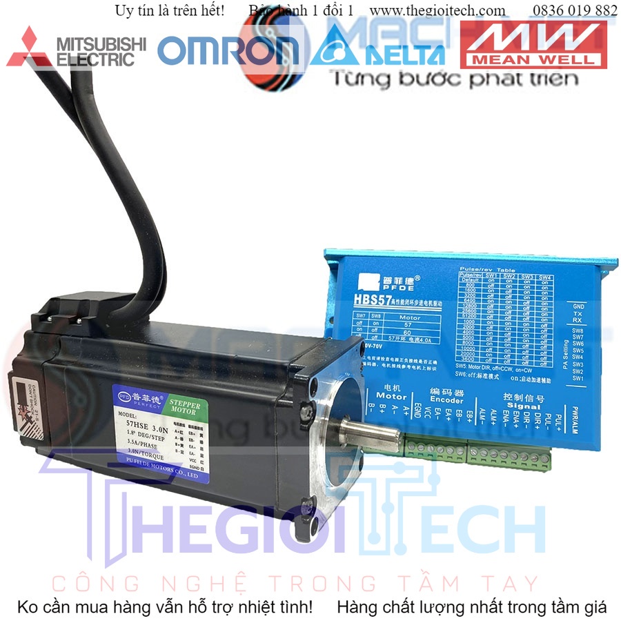 [Tổng kho] PFDE Combo Động Cơ Hybrid servo step Lai size 42 57 60 86 HBS86H HBS57 57HSE2.2N 60HSE3.0N 86HSE8.5N 42HBM60 - 1 bộ 86 12N có thắng