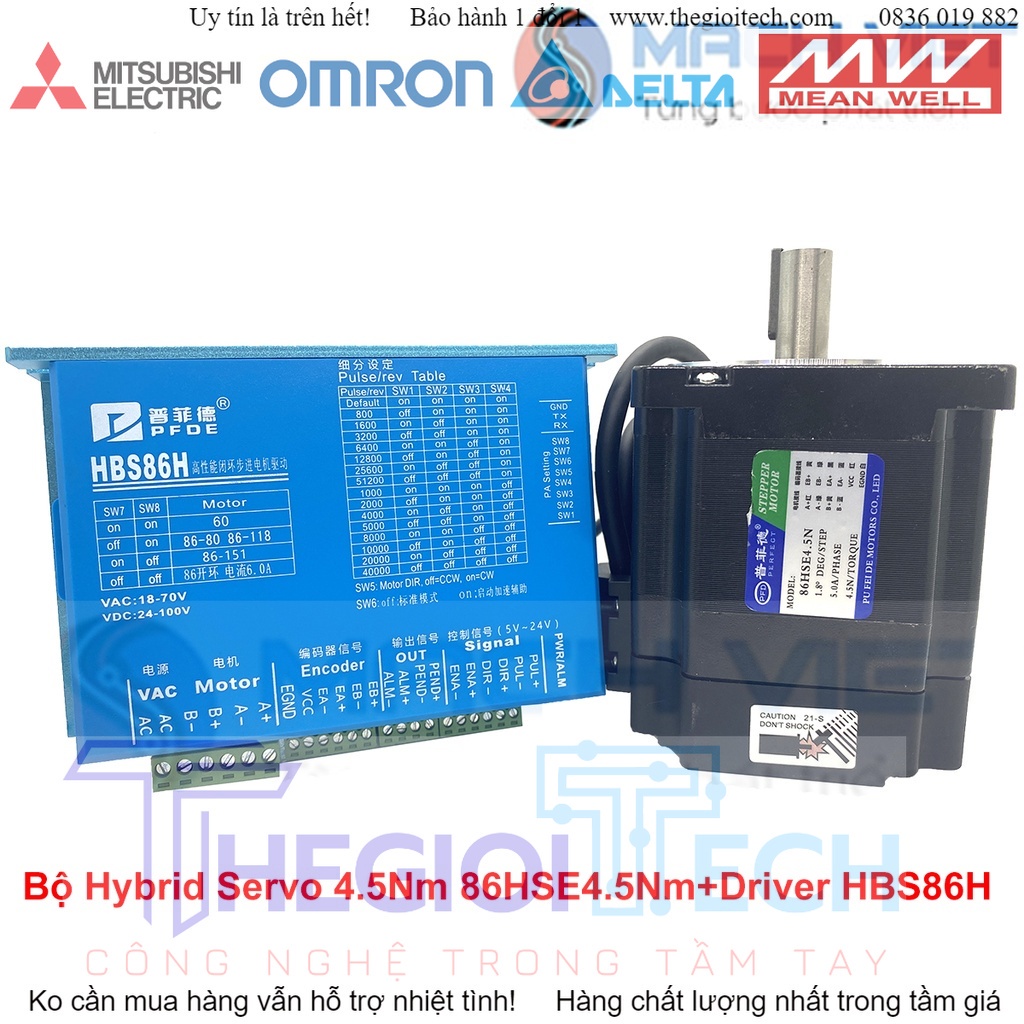 Bộ Động Cơ Hybrid servo 4.5Nm 86HSE4.5N + Driver HBS86H  + Cáp kết nối hãng PFDE - Driver