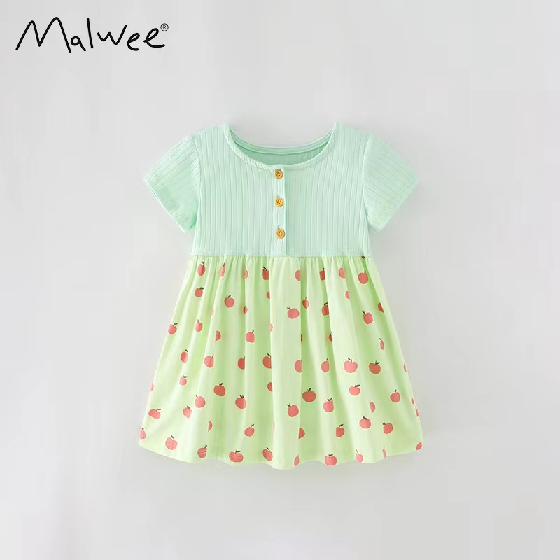 Đầm Cotton Ngắn Tay Họa Tiết Hoạt Hình Xinh Xắn Theo Phong Cách Mùa Hè Dành Cho