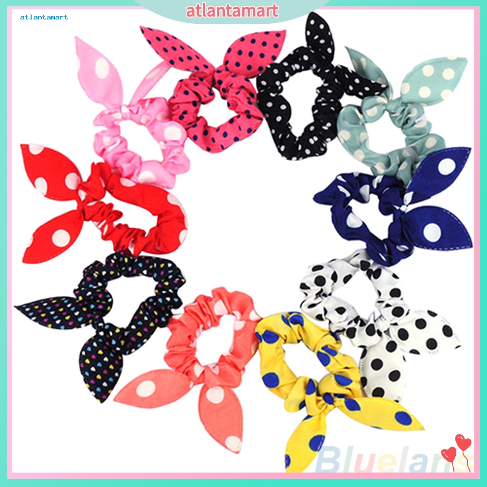 Túi Đựng Đồ Dùng Cao Cấp Tiện Dụng| Set 10 Dây Cột Tóc Tai Thỏ Họa Tiết Chấm Bi Phong Cách Hàn Quốc