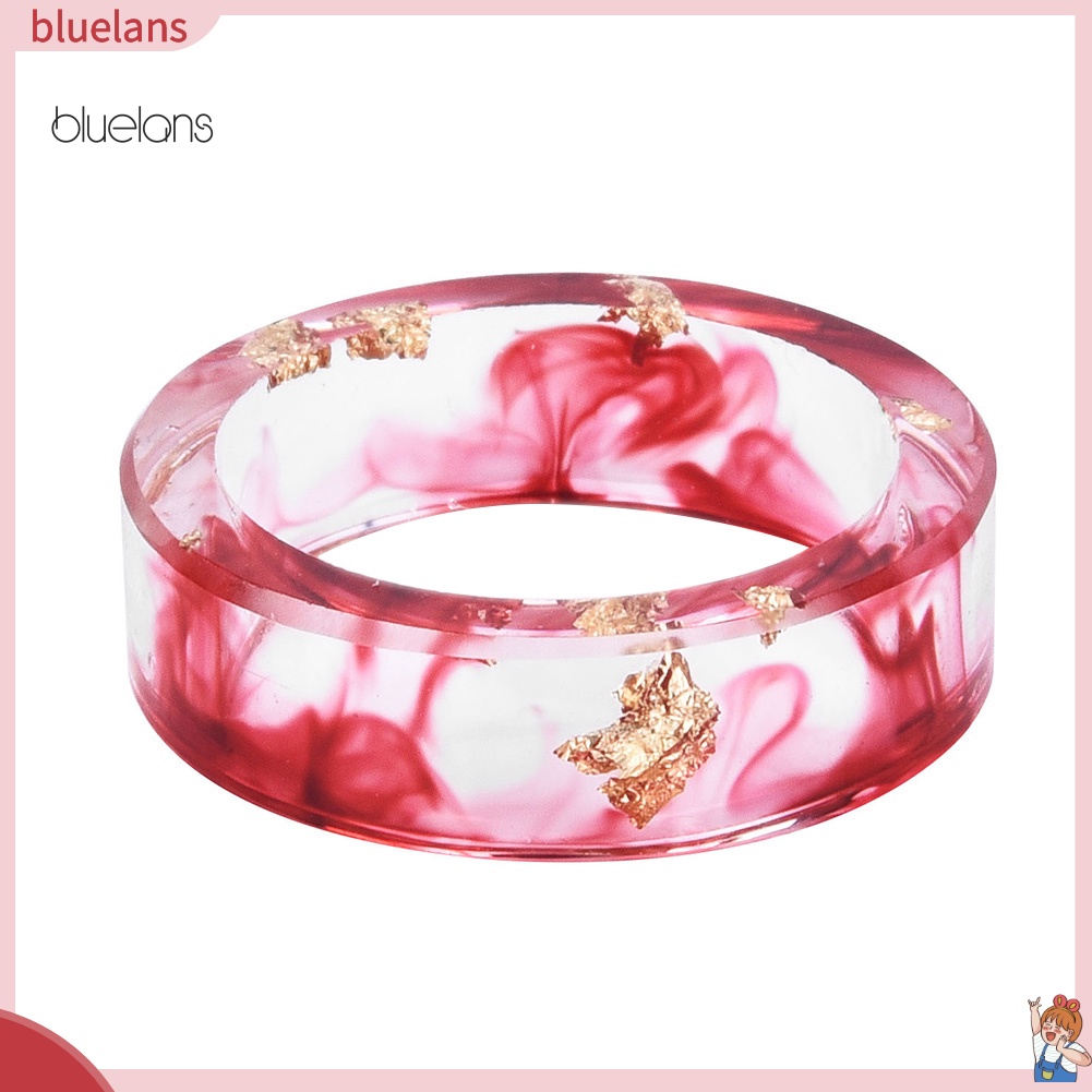 Nhẫn Nhựa Trong Suốt Phối Lá Mực In Màu Thời Trang Cho Nam Và Nữ