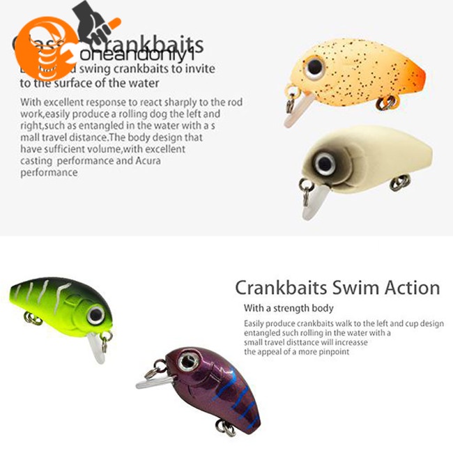 Bộ Mồi Câu Cá Giả Mini 5 Màu Cứng 30mm / 2.05g