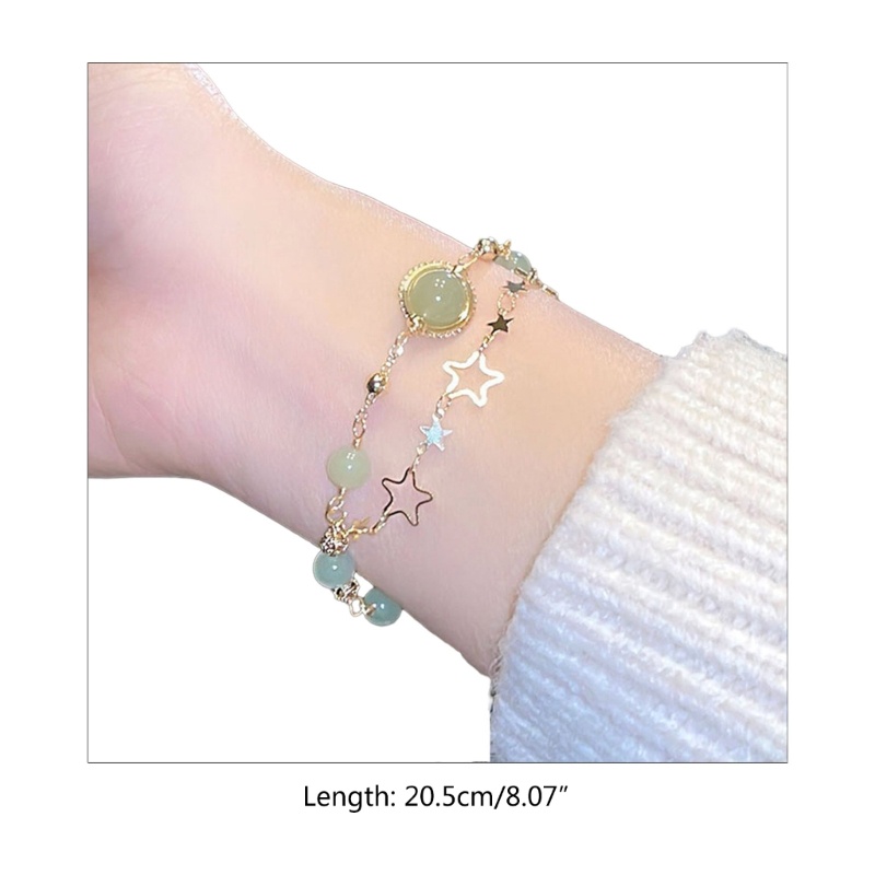 Vòng Tay Chuỗi Hạt Pha Lê Hai Lớp Đính Ngôi Sao Năm Cánh Thời Trang