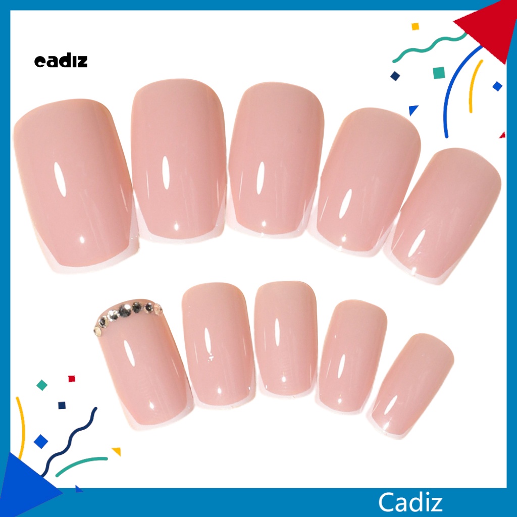 Bộ 24 Móng Tay Giả Bằng ABS Che Phủ Toàn Diện Không Phai Màu Kèm Keo Nhấn