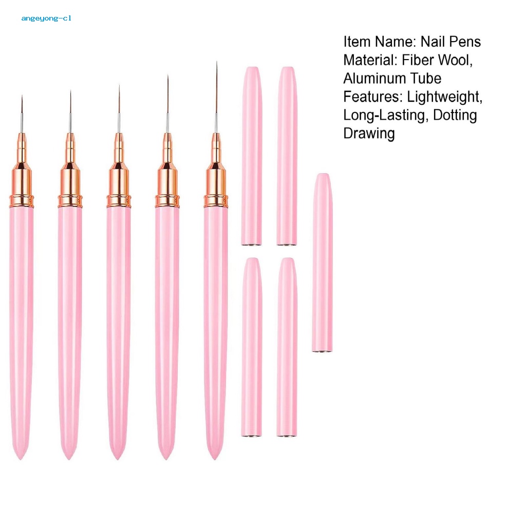 Set 5 Cọ Vẽ Móng Tay Siêu Mịn Lâu Trôi Trọng Lượng Nhẹ Chuyên Nghiệp