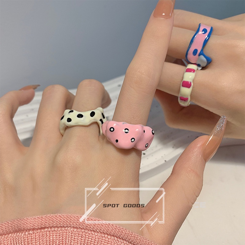 Nhẫn Hở Tráng Men Hình Giọt Nước Nhiều Màu Sắc Dễ Thương