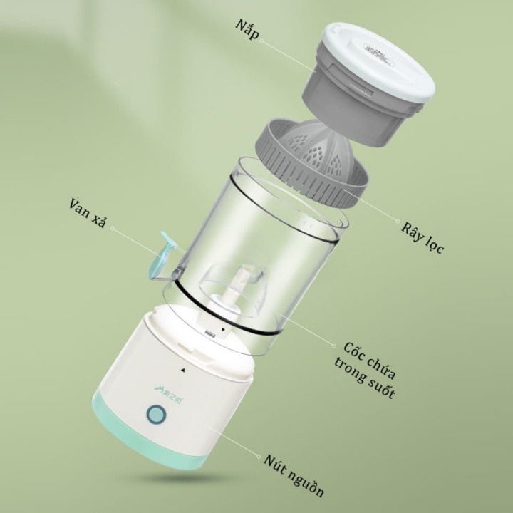 Máy Ép Trái Cây, Hoa Quả Kiêm Máy Vắt Cam MDC1 - Máy Ép Chậm Đa Năng Sử Dụng Sạc USB Tiện Lợi  BH12 Tháng