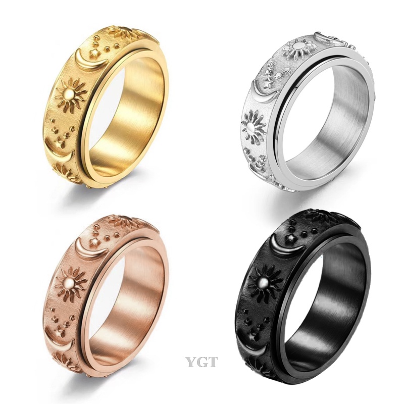 Ygt Nhẫn Xoay Bằng Thép Không Gỉ Hình Trăng Sao Celtic Giảm Căng Thẳng Cho Nam Và Nữ