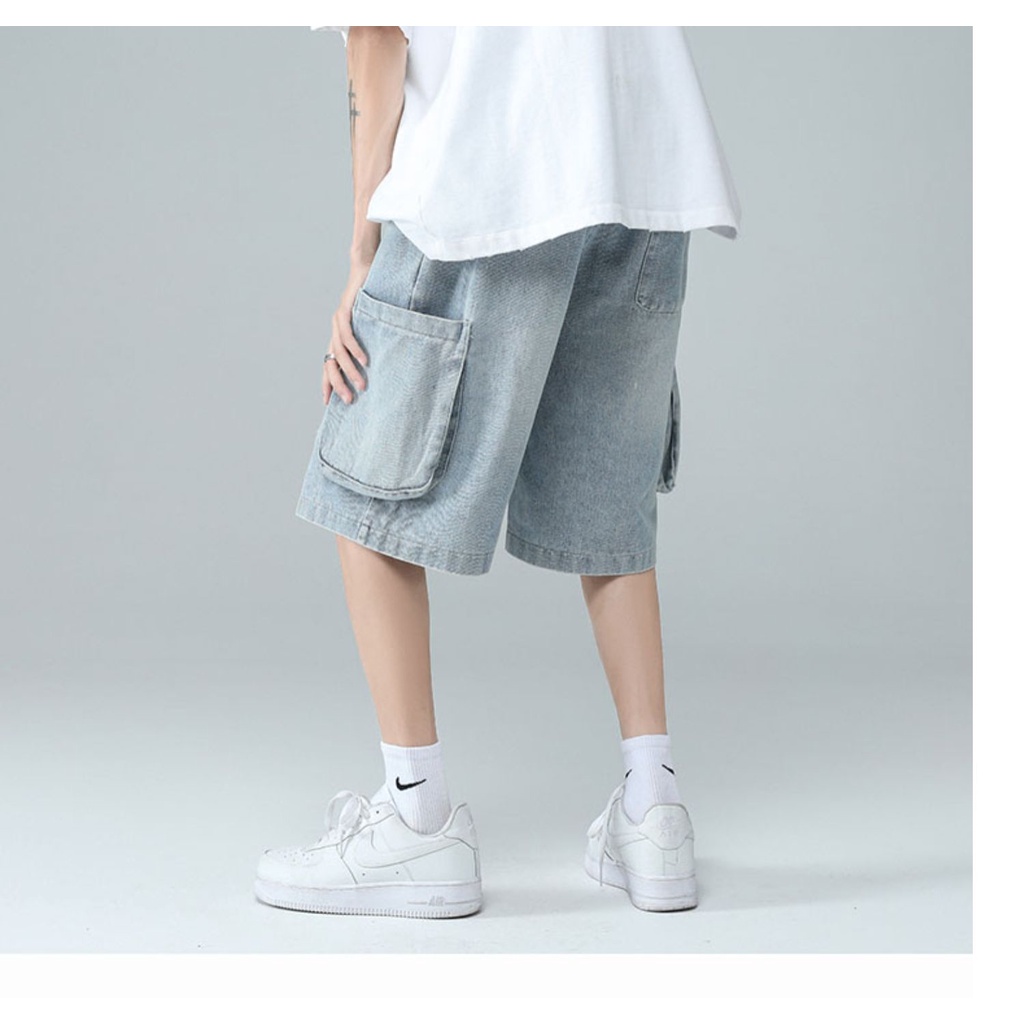 Quần Short Denim Rách Phong Cách Đường Phố Thời Trang Mùa Hè Cho Nam