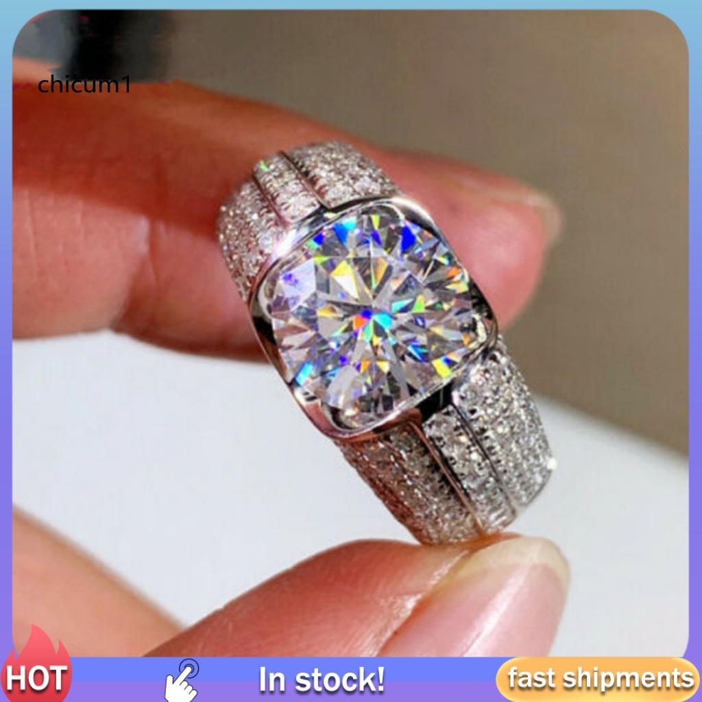 Nhẫn Hợp Kim Đính Đá Zircon Kiểu Dáng Đơn Giản Cho Nữ