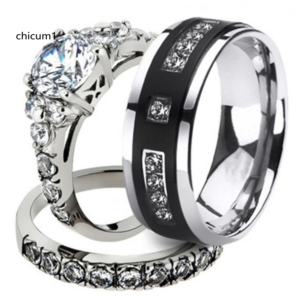 Set 1 / 2 Nhẫn Đeo Tay Kim Loại Đính Đá Đơn Giản Cho Nữ