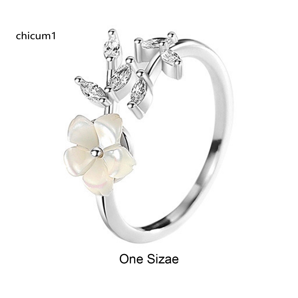 Nhẫn Cưới Dạng Mở Hình Hoa Lá Có Thể Điều Chỉnh Kích Cỡ Cho Nữ